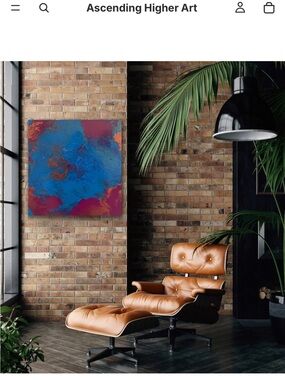 Abstract Blue & Magenta Square Canvas Wall Art